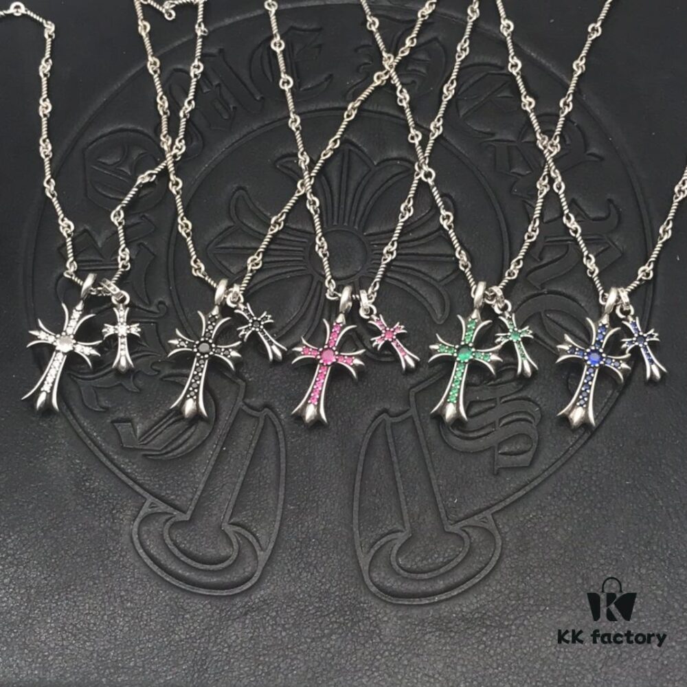 Chrome Hearts Double Cross Necklace Aged Style Series