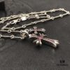 High-Version Chrome Hearts Pink Diamond Aged Double Cross Necklace, One Item with Four Chains, the Pinnacle of Cross Necklaces, a Timeless Classic
