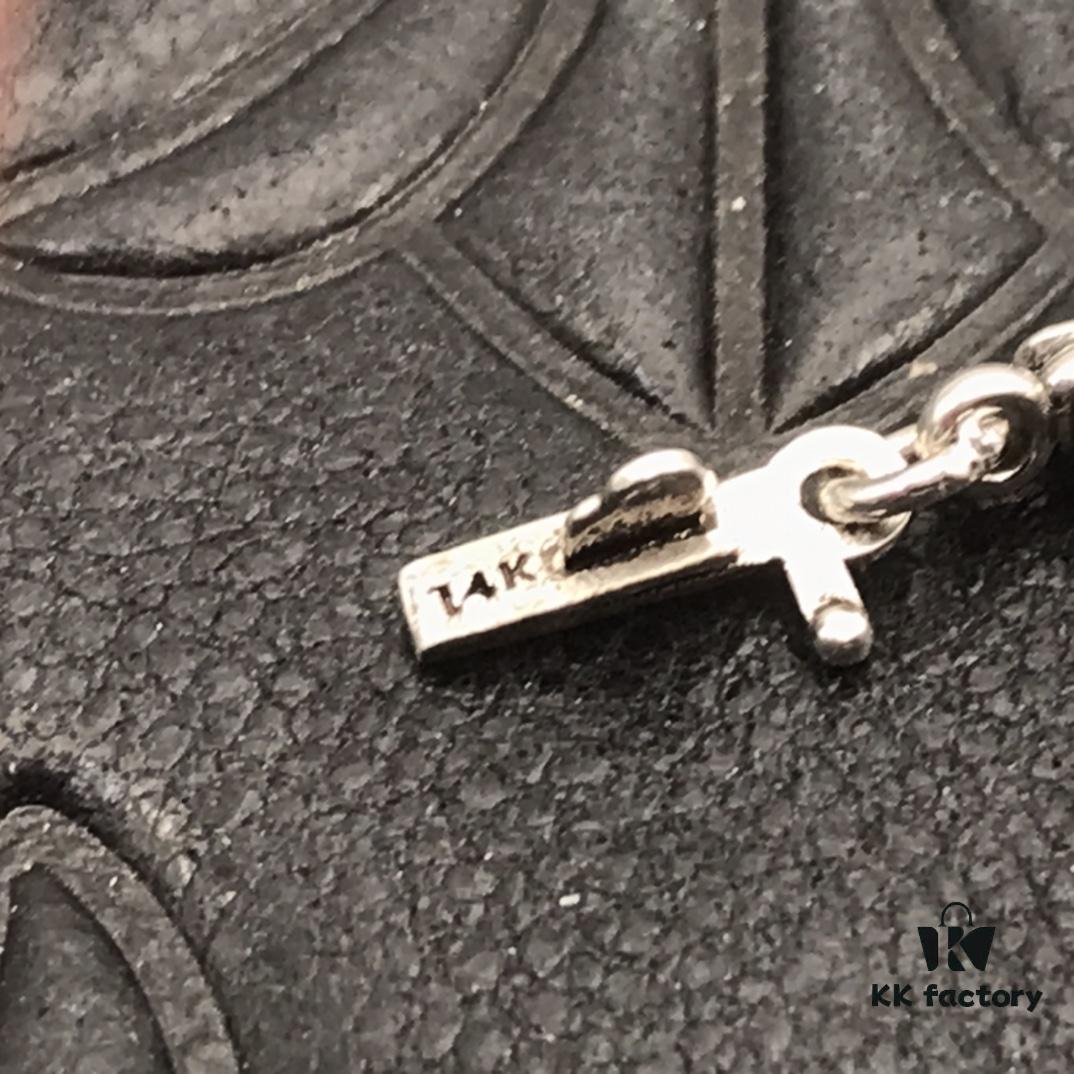 High-Grade Chrome Hearts Diamond-Paved Fine Cross Bracelet, Authentic Buckle Design, Original 14K Gold Engraved Insert, Unisex Wear, Sizes 17-18-19 Available