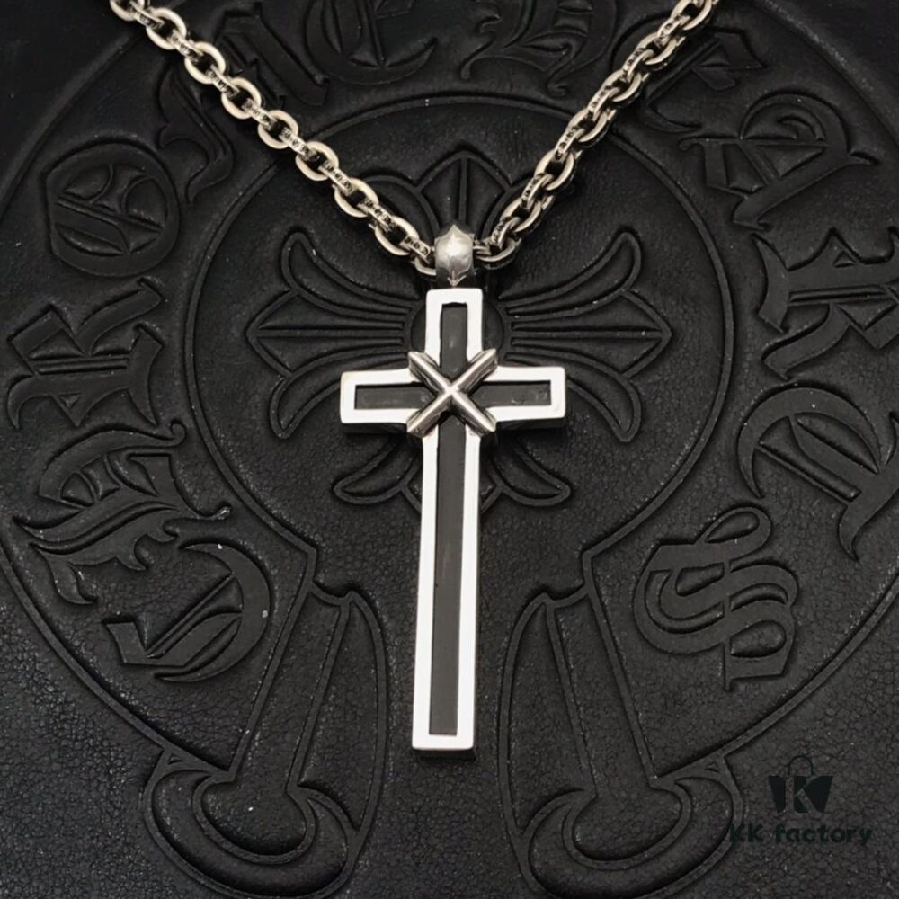 High-Version Chrome Hearts Maple Thor M Collaboration Large Cross Pendant Necklace with Letter Chain, Available in 50-70cm Length