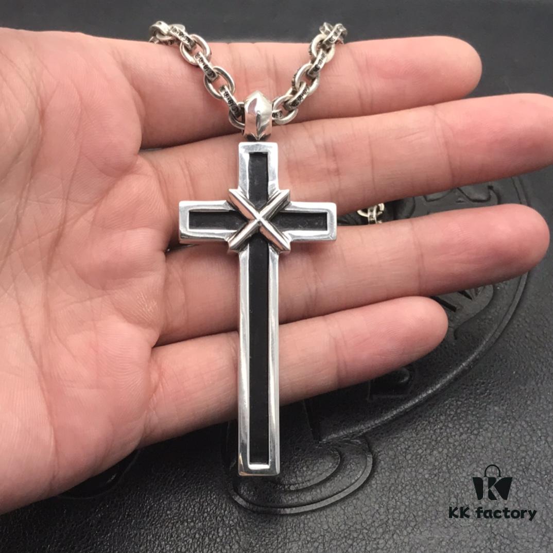 High-Version Chrome Hearts Maple Thor M Collaboration Large Cross Pendant Necklace with Letter Chain, Available in 50-70cm Length