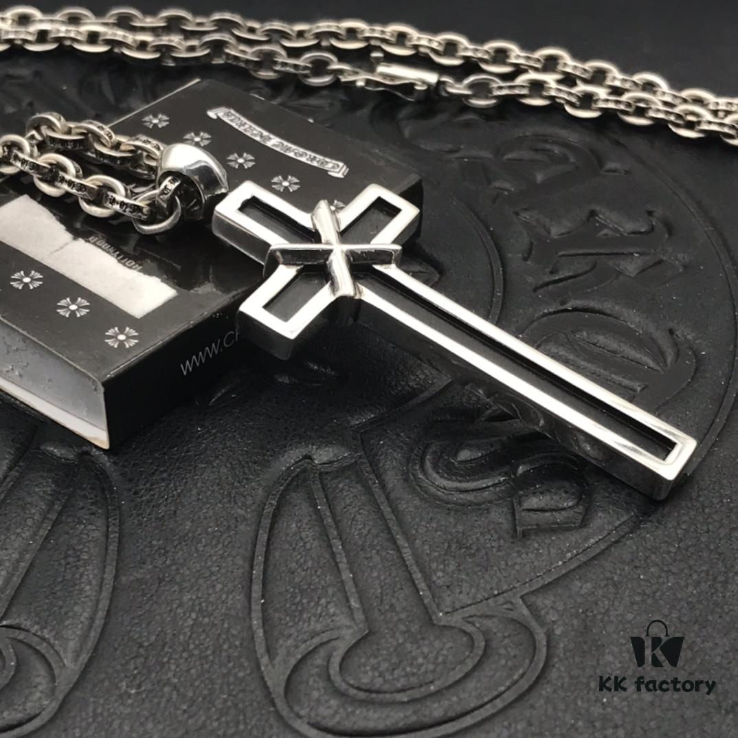 High-Version Chrome Hearts Maple Thor M Collaboration Large Cross Pendant Necklace with Letter Chain, Available in 50-70cm Length