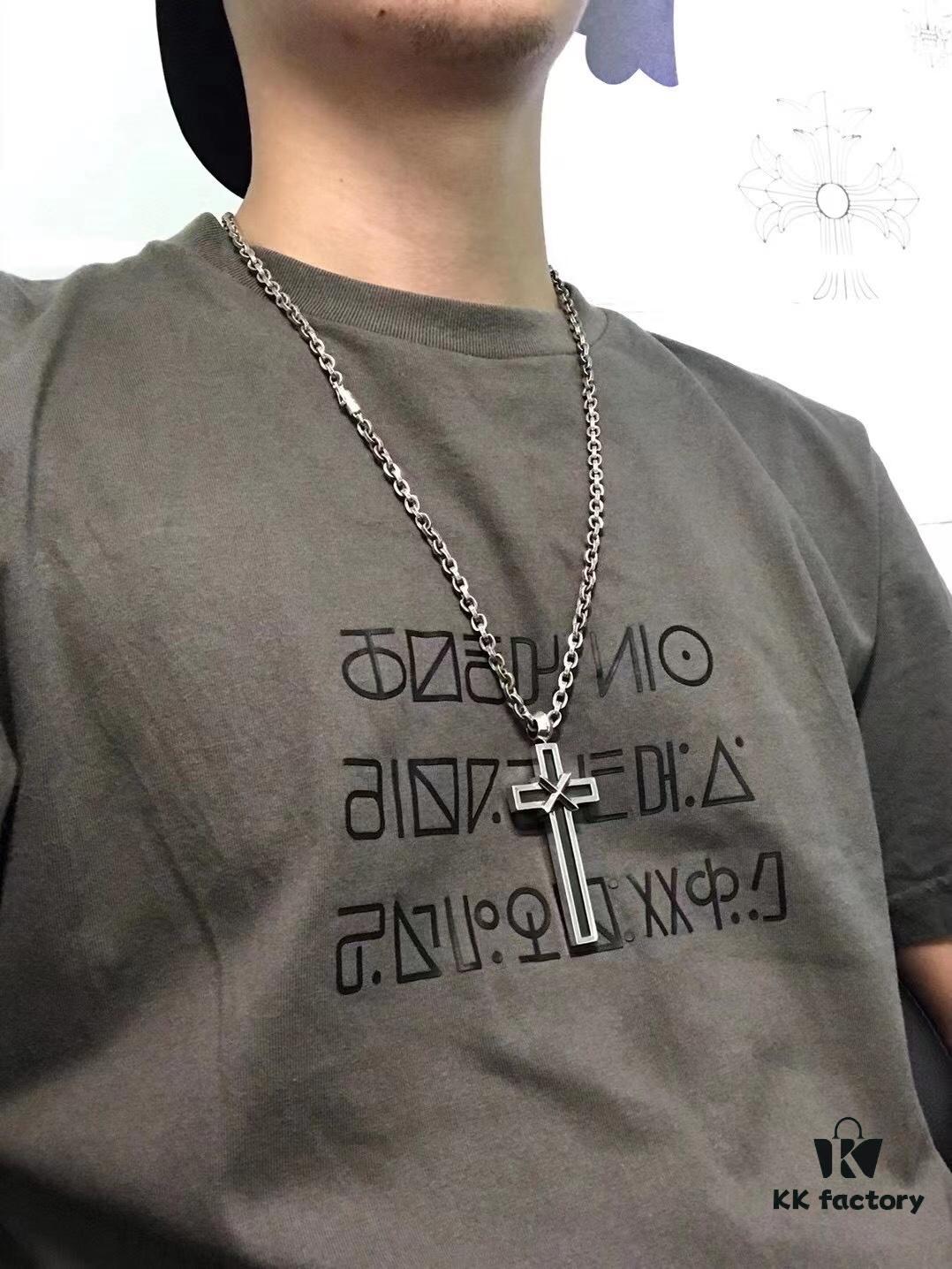 High-Version Chrome Hearts Maple Thor M Collaboration Large Cross Pendant Necklace with Letter Chain, Available in 50-70cm Length