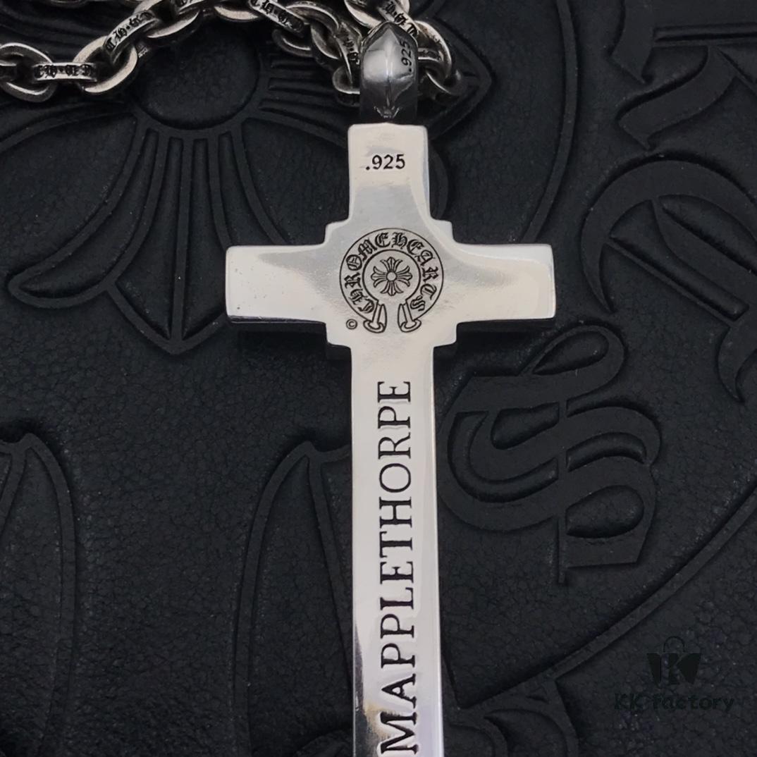 High-Version Chrome Hearts Maple Thor M Collaboration Large Cross Pendant Necklace with Letter Chain, Available in 50-70cm Length
