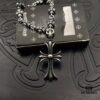 High-Version Chrome Hearts Diamond-Inlaid Cross Necklace, Integrated Chain Set, Reversible Design with One Side Diamond-Inlaid and the Other Plain, 60cm Length, Clear Engraving and Precise Details, Original Buckle