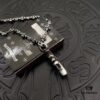 High-Version Chrome Hearts Diamond-Inlaid Cross Necklace, Integrated Chain Set, Reversible Design with One Side Diamond-Inlaid and the Other Plain, 60cm Length, Clear Engraving and Precise Details, Original Buckle