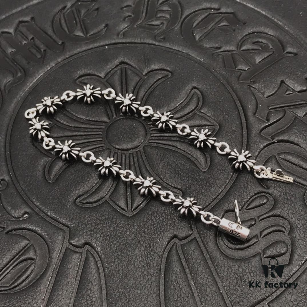 High-Grade Chrome Hearts Diamond-Paved Fine Cross Bracelet, Authentic Buckle Design, Original 14K Gold Engraved Insert, Unisex Wear, Sizes 17-18-19 Available