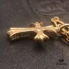 High-Version Chrome Hearts White Diamond Double Cross Necklace, Thick 22K Gold Plated, 50-70cm Adjustable Chain