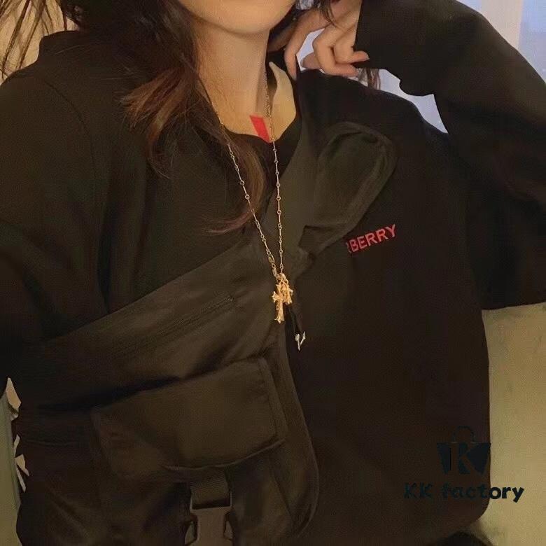 High-Version Chrome Hearts White Diamond Double Cross Necklace, Thick 22K Gold Plated, 50-70cm Adjustable Chain