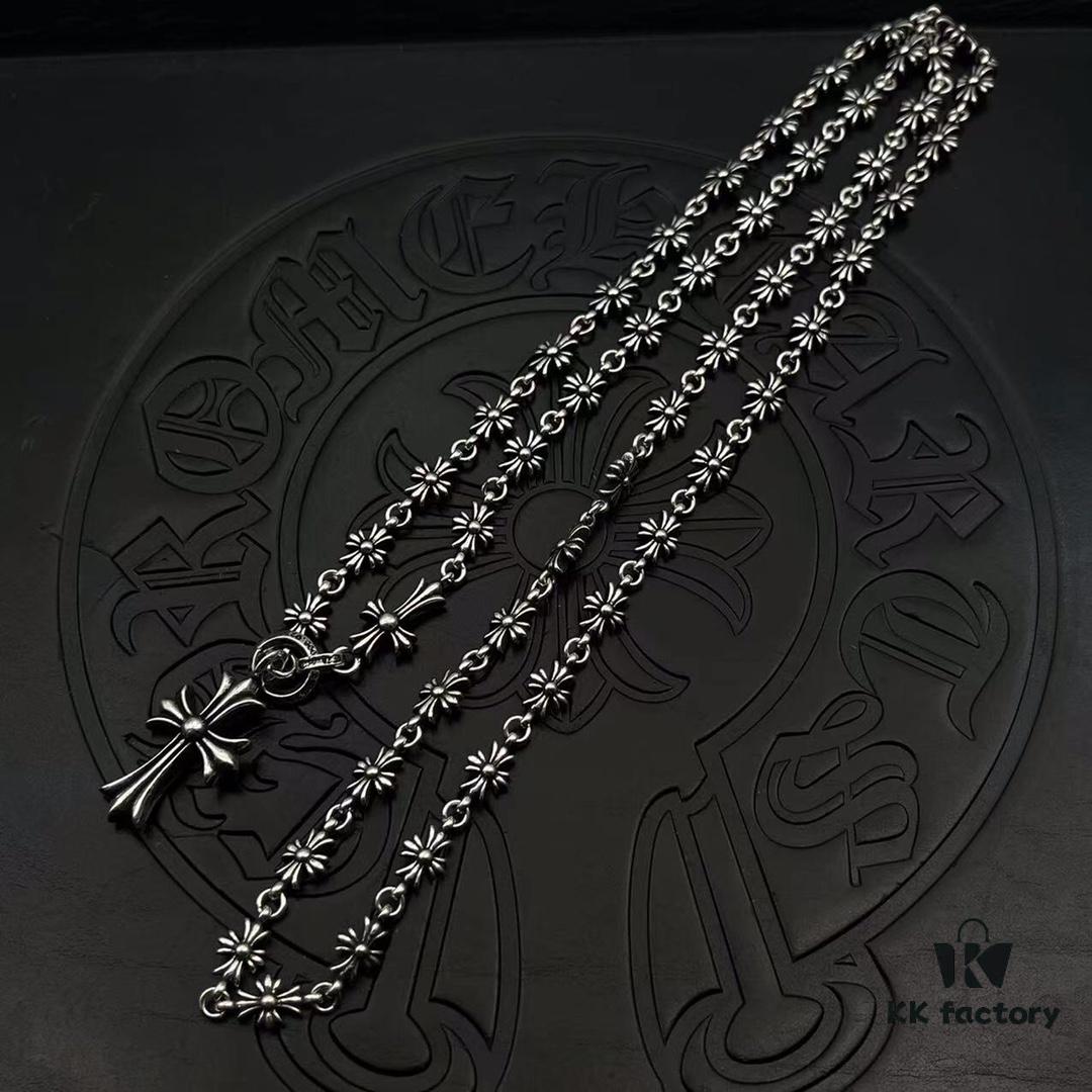 High-Version Chrome Hearts Cross Retractable Adjustable Integrated Chain, Popular Style Worn by Many Influencers, Total Length 65cm