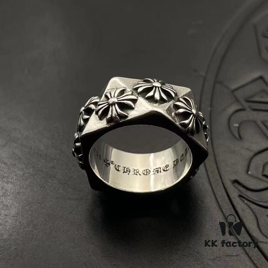 High-Grade Chrome Hearts Cut Corner Cross Ring
