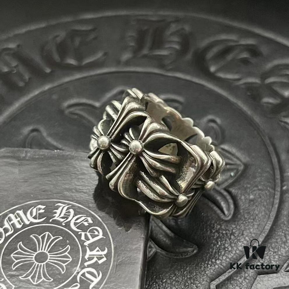 CHROME HEARTS High-Quality Crossbones Square Skull Ring