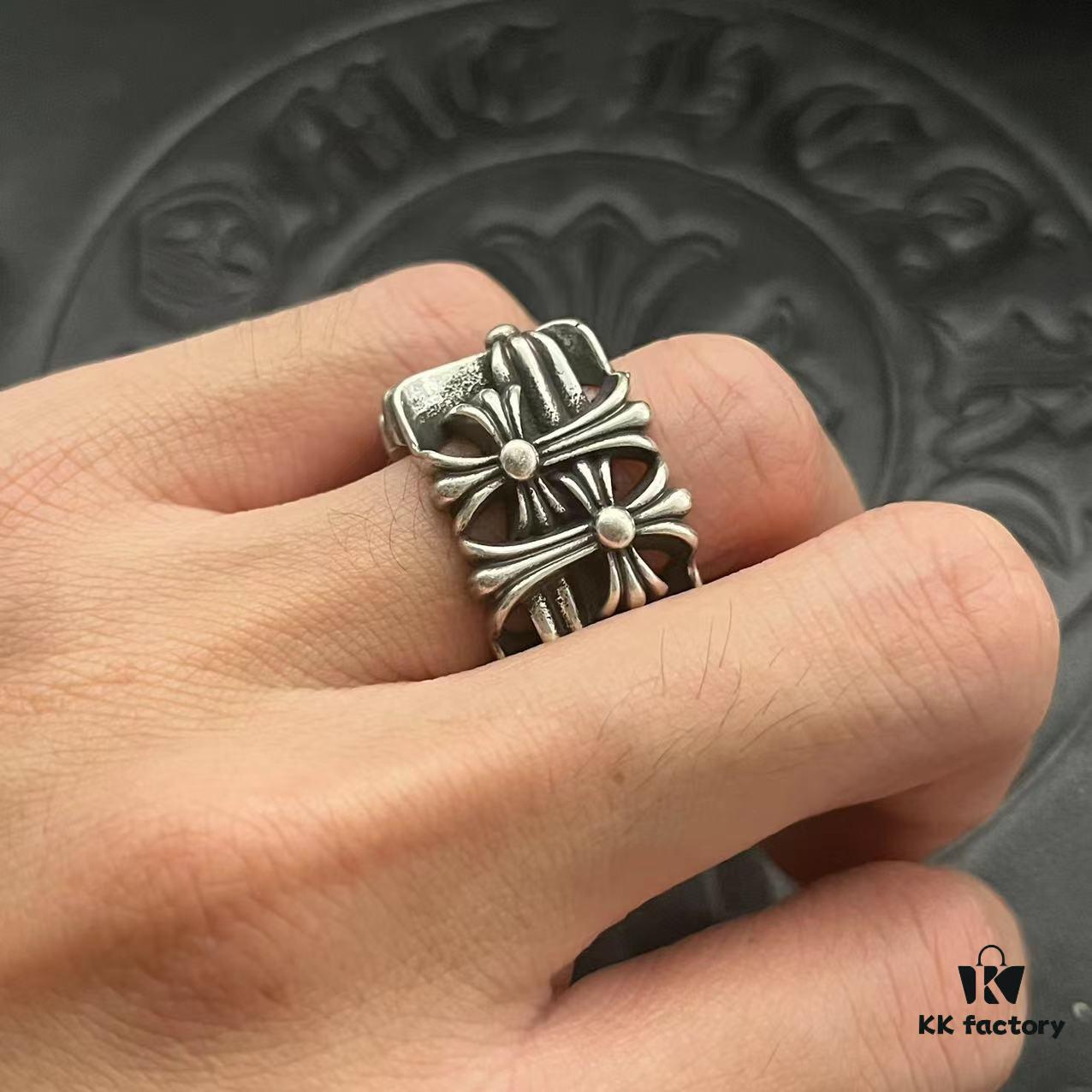 CHROME HEARTS High-Quality Crossbones Square Skull Ring