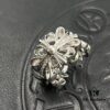 CHROME HEARTS High-Replica Platinum Diamond-Paved Openwork Cross Ring