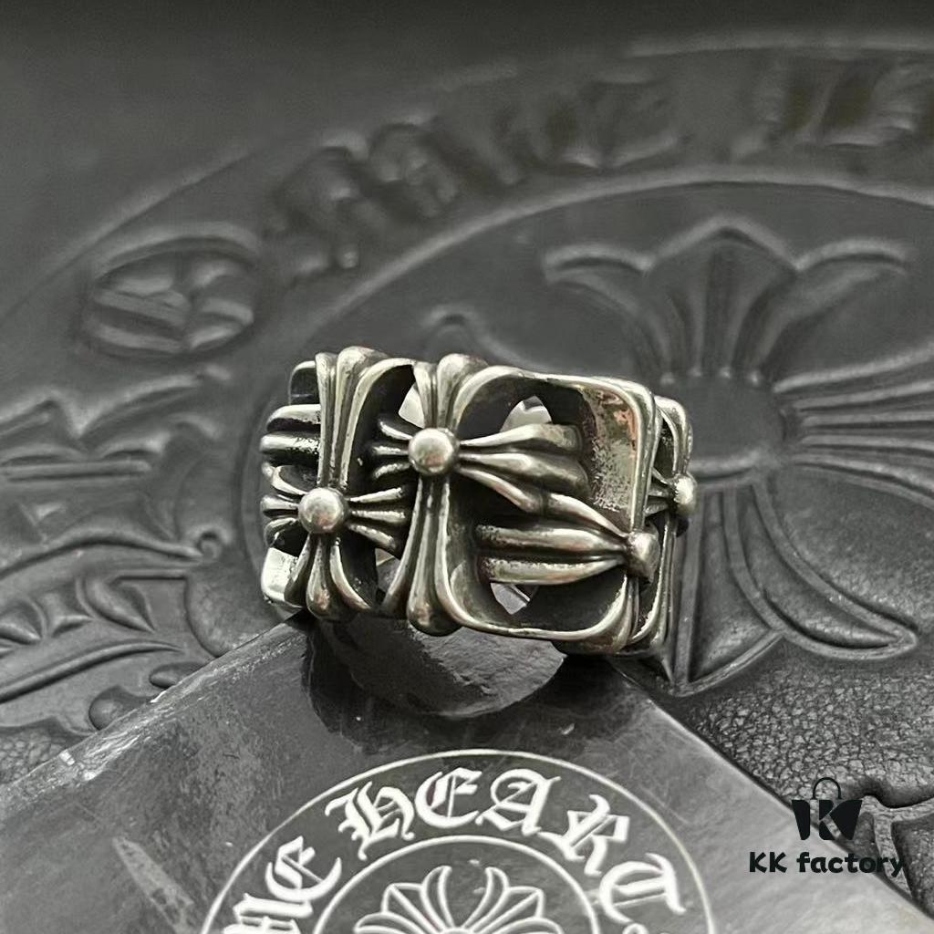 CHROME HEARTS High-Quality Crossbones Square Skull Ring