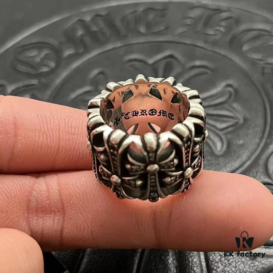 CHROME HEARTS High-End Crooked Cross Diamond-Inlaid Ring