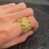 CHROME HEARTS High-Replica Crooked Cross 22K Gold Diamond-Inlaid Burial Cross Ring