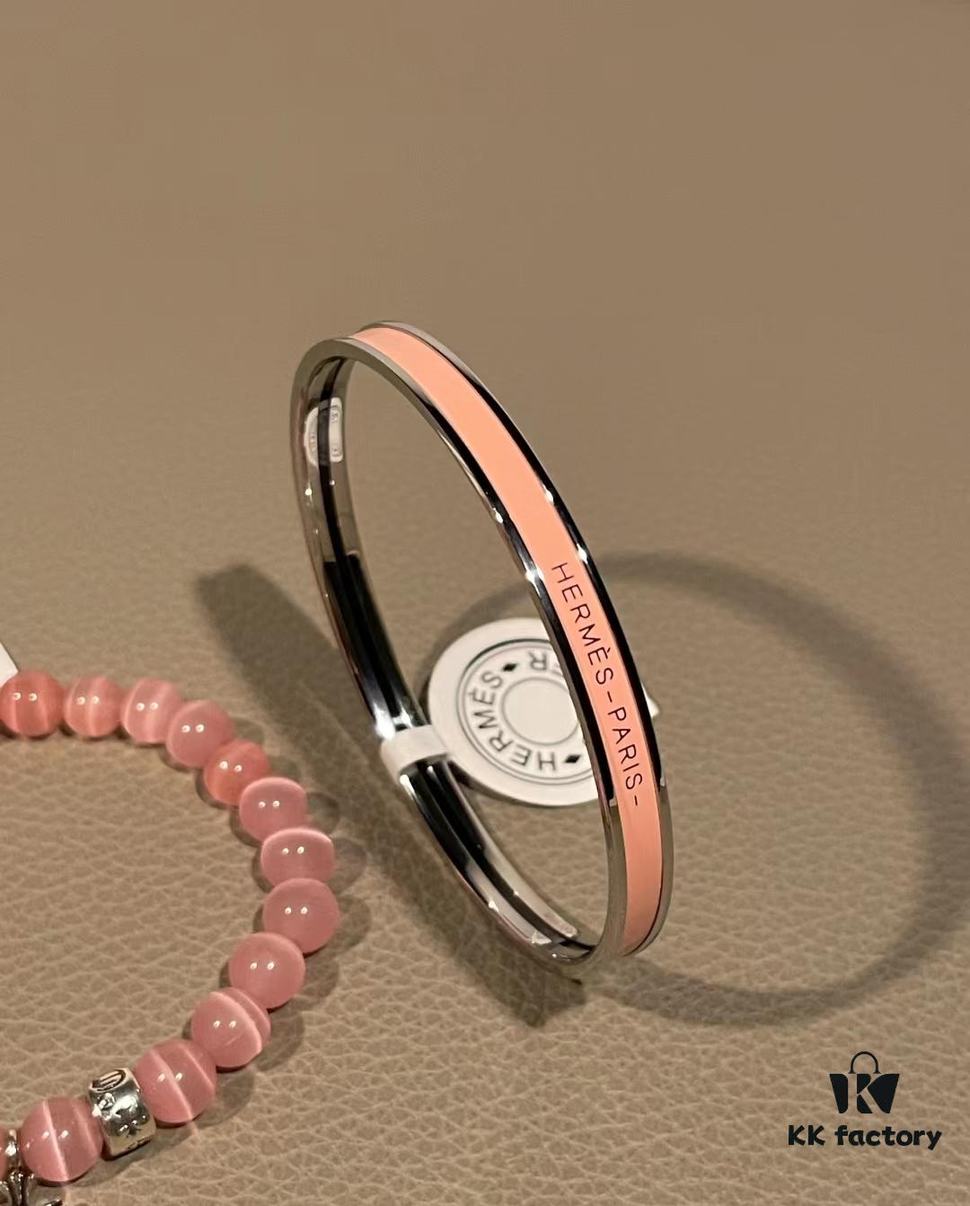 Cute Chrome Heart Cat's Eye Bracelet and Hermes Enamel Bangle