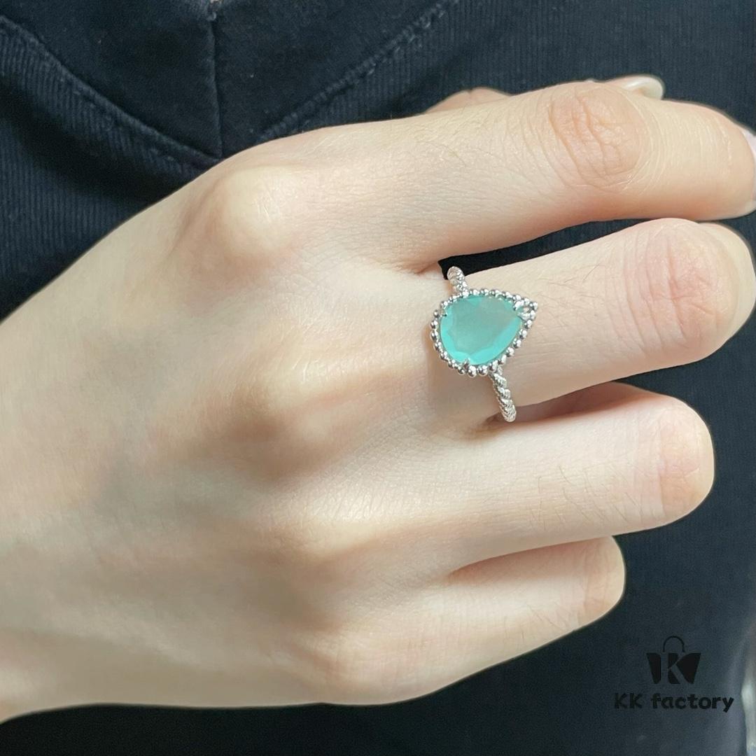 Boucheron Chalcedony Single Teardrop Ring, Bohemian Teardrop Design Inspired by 'Love and Protection'