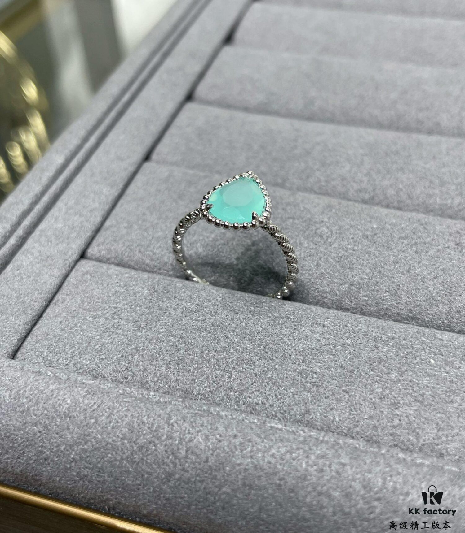 Boucheron Chalcedony Single Teardrop Ring, Bohemian Teardrop Design Inspired by 'Love and Protection'