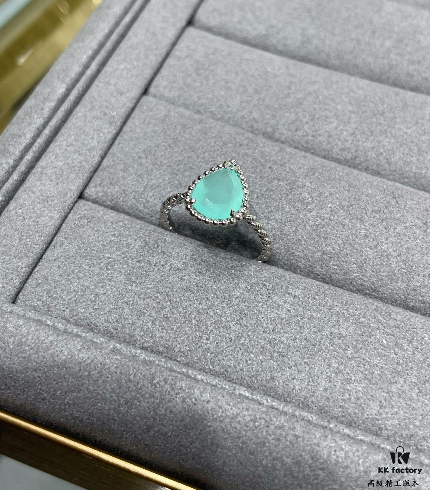 Boucheron Chalcedony Single Teardrop Ring, Bohemian Teardrop Design Inspired by 'Love and Protection'