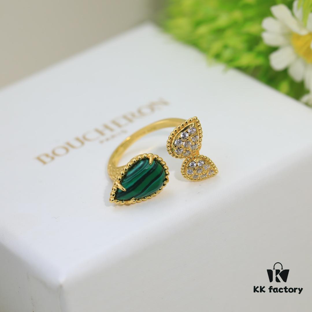 Boucheron Goutte Ring 💧 SERPENT BOHÈME Ring 💍 Classic and Modern, Diamond-Paved Drop Design with Delicate Yellow Gold Pearl Surround, Contemporary Aesthetic, Thick Gold Plating, Branded Boucheron Open-Ring Design, One Size Fits All, Exquisitely Beautiful to Wear 👼