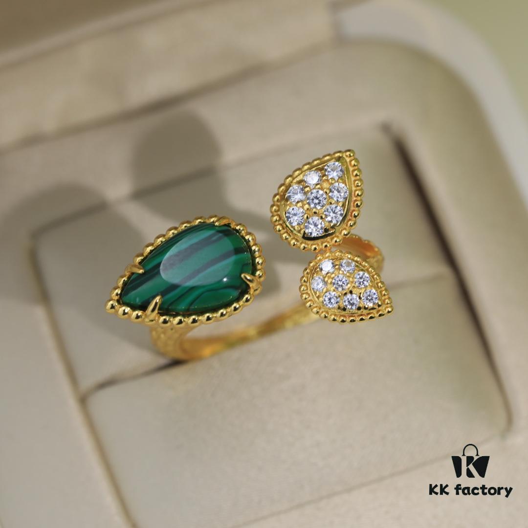 Boucheron Goutte Ring 💧 SERPENT BOHÈME Ring 💍 Classic and Modern, Diamond-Paved Drop Design with Delicate Yellow Gold Pearl Surround, Contemporary Aesthetic, Thick Gold Plating, Branded Boucheron Open-Ring Design, One Size Fits All, Exquisitely Beautiful to Wear 👼