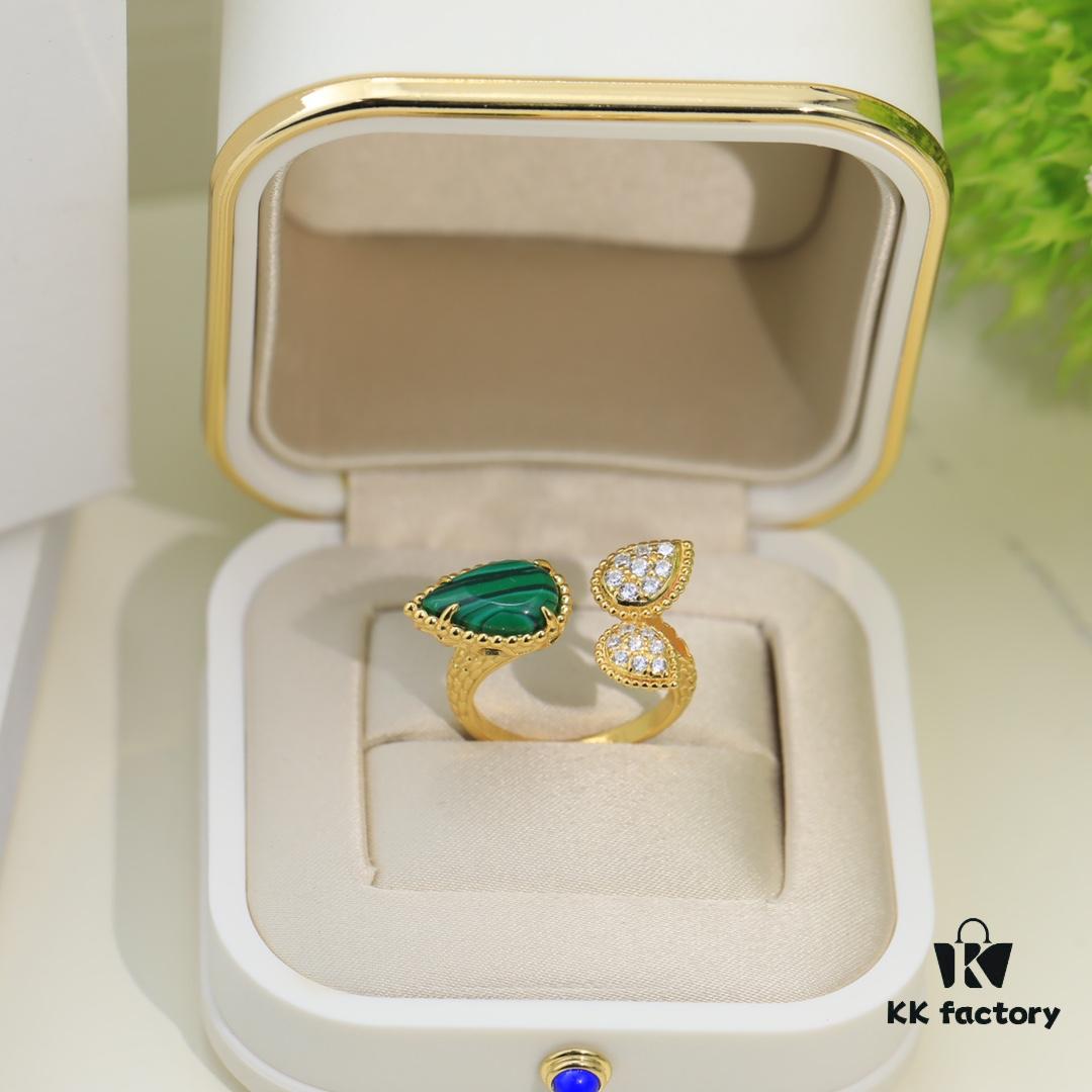 Boucheron Goutte Ring 💧 SERPENT BOHÈME Ring 💍 Classic and Modern, Diamond-Paved Drop Design with Delicate Yellow Gold Pearl Surround, Contemporary Aesthetic, Thick Gold Plating, Branded Boucheron Open-Ring Design, One Size Fits All, Exquisitely Beautiful to Wear 👼