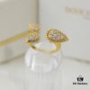 Boucheron Goutte Ring 💧 SERPENT BOHÈME Ring 💍 Classic and Modern, Diamond-Paved Drop Design with Delicate Yellow Gold Pearl Surround, Contemporary Aesthetic, Thick Gold Plating, Branded Boucheron Open Ring, One Size Fits All, Exquisitely Beautiful to Wear 👼