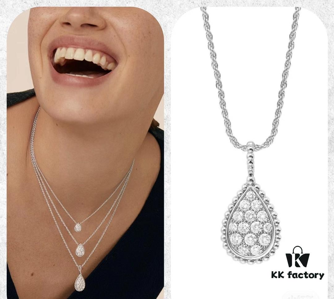 Boucheron Goutte Necklace 💧 SERPENT BOHÈME Necklace, Classic and Modern Design with Diamond-Paved Drop Pendant Surrounded by Delicate Yellow Gold Beads, Thick Gold Plating, Branded Logo, Adjustable Length 45cm, Exquisite for Every Occasion 👼 Large Drop Necklace. Brand Story: The Water Drop Symbolizes 'For the One You Love Most'