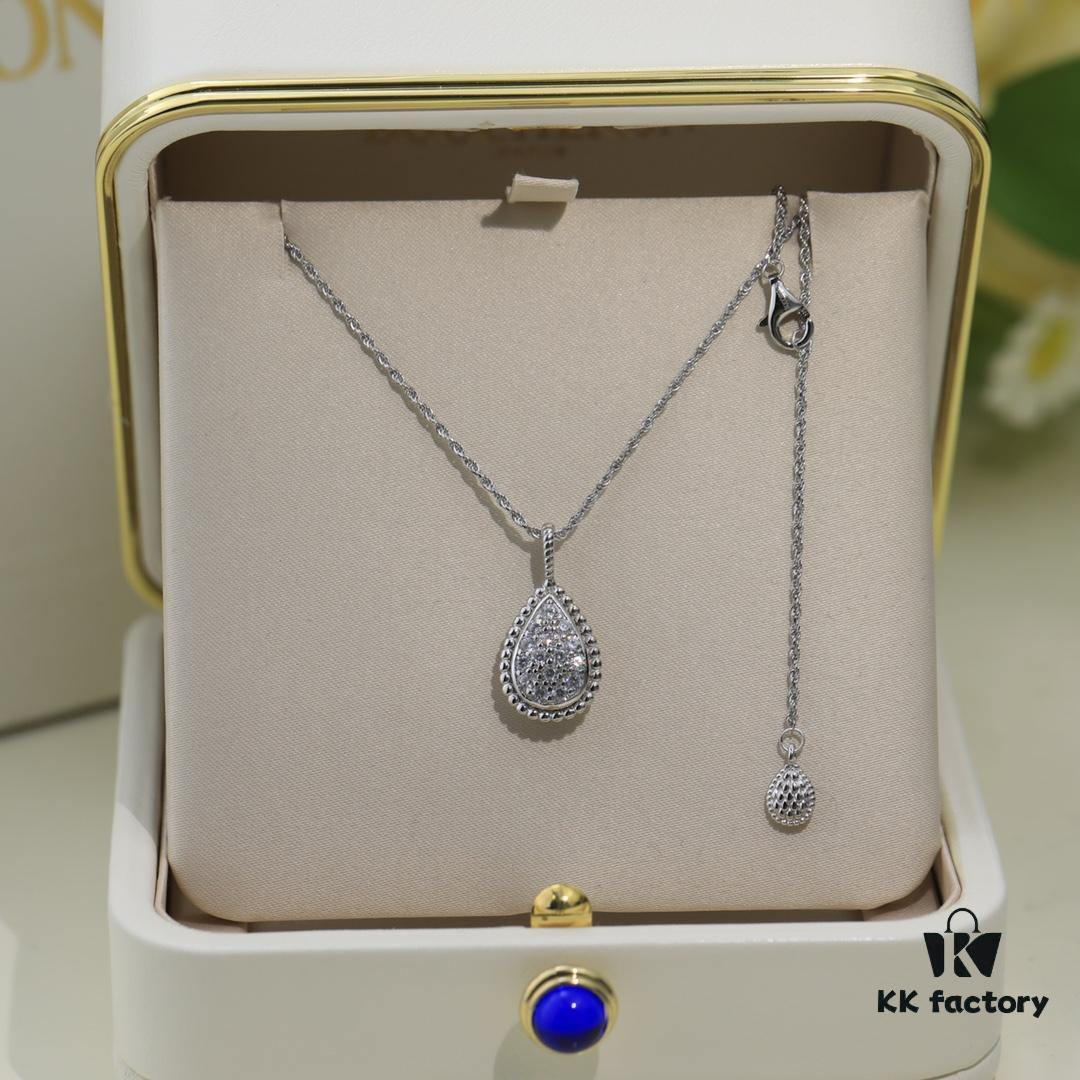 Boucheron Goutte Necklace 💧 SERPENT BOHÈME Necklace, Classic and Modern Design with Diamond-Paved Drop Pendant Surrounded by Delicate Yellow Gold Beads, Thick Gold Plating, Branded Logo, Adjustable Length 45cm, Exquisite for Every Occasion 👼 Large Drop Necklace. Brand Story: The Water Drop Symbolizes 'For the One You Love Most'