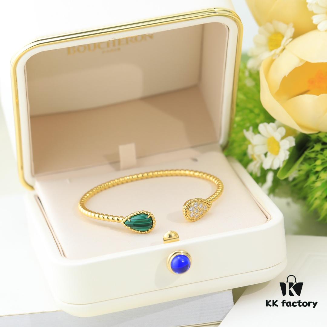 Boucheron Goutte Bracelet 💧 SERPENT BOHÈME Classic and Modern, Diamond-Set Water Drop Design with Delicate Yellow Gold Pearls