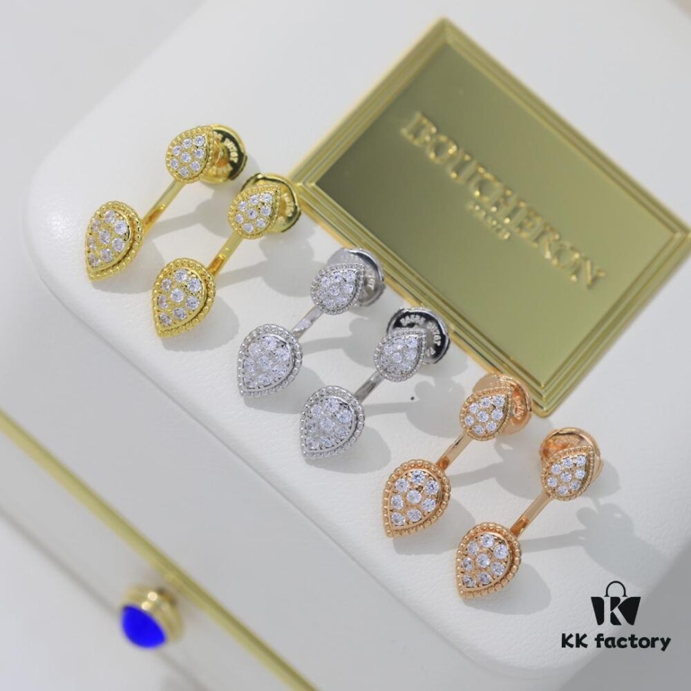 Boucheron Goutte D'eau Earrings ☀️ SERPENT BOHÈME Drop Stud Earrings with Diamonds and Yellow Gold