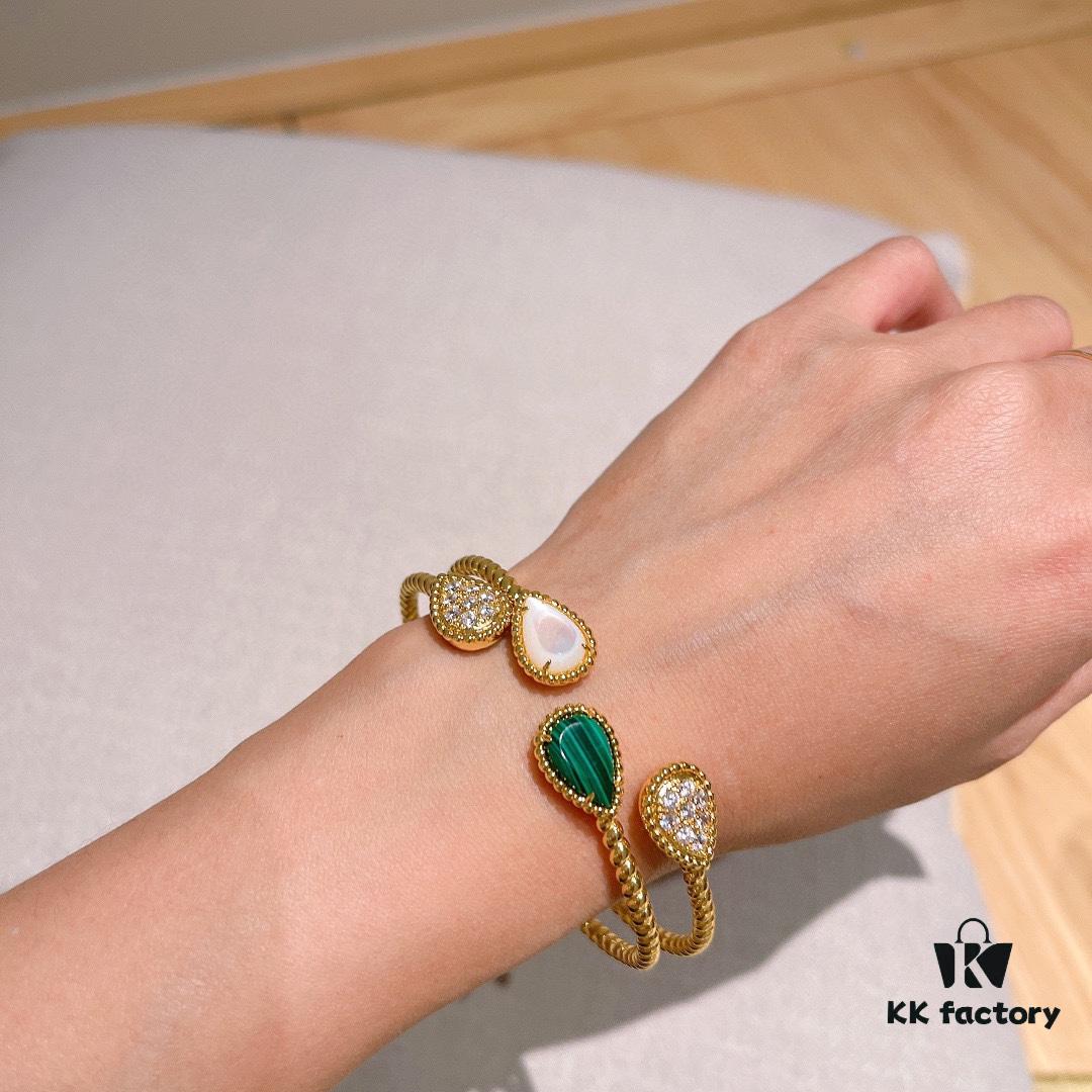 Boucheron Goutte Bracelet 💧 SERPENT BOHÈME Classic and Modern, Diamond-Set Water Drop Design with Delicate Yellow Gold Pearls