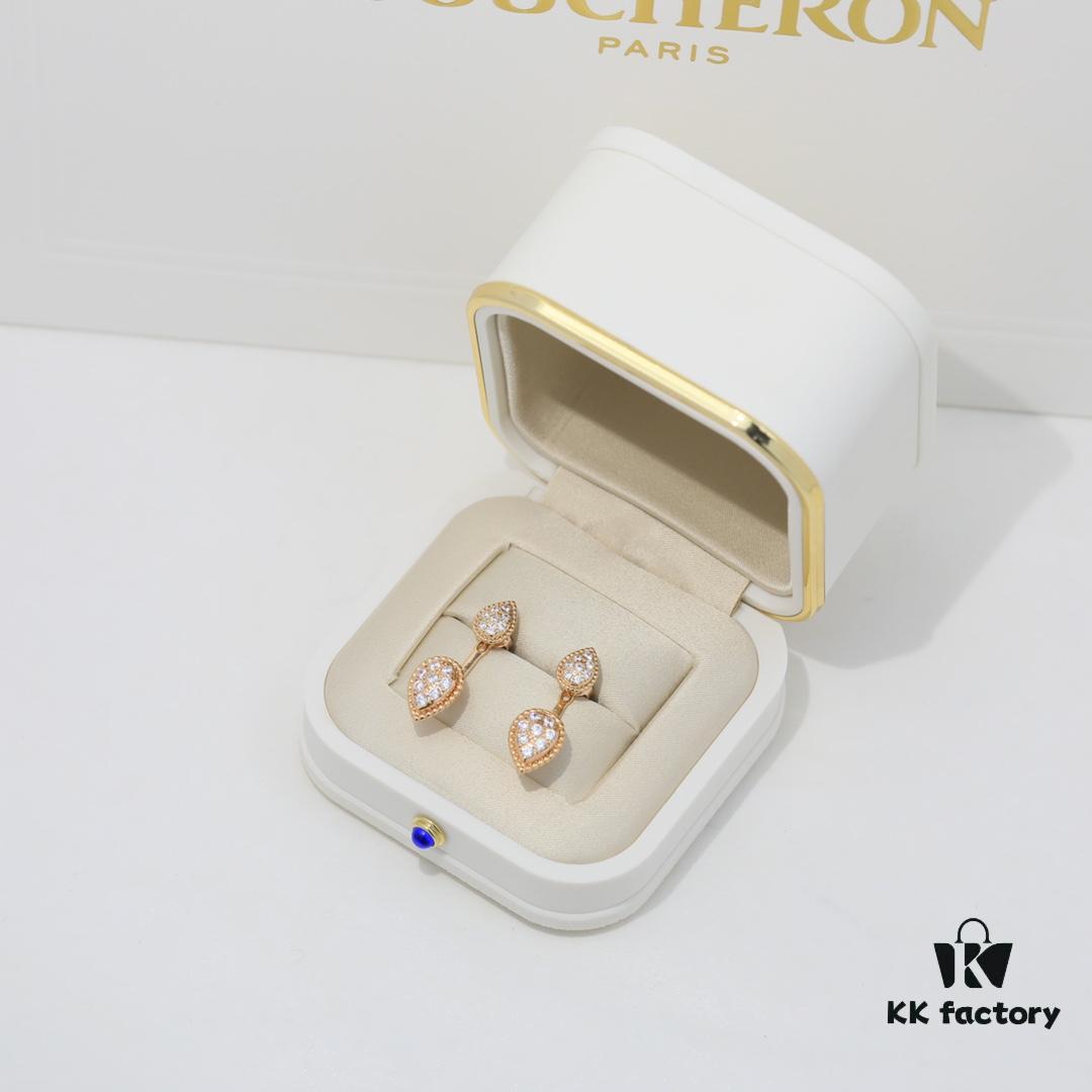 Boucheron Goutte D'eau Earrings ☀️ SERPENT BOHÈME Drop Stud Earrings with Diamonds and Yellow Gold