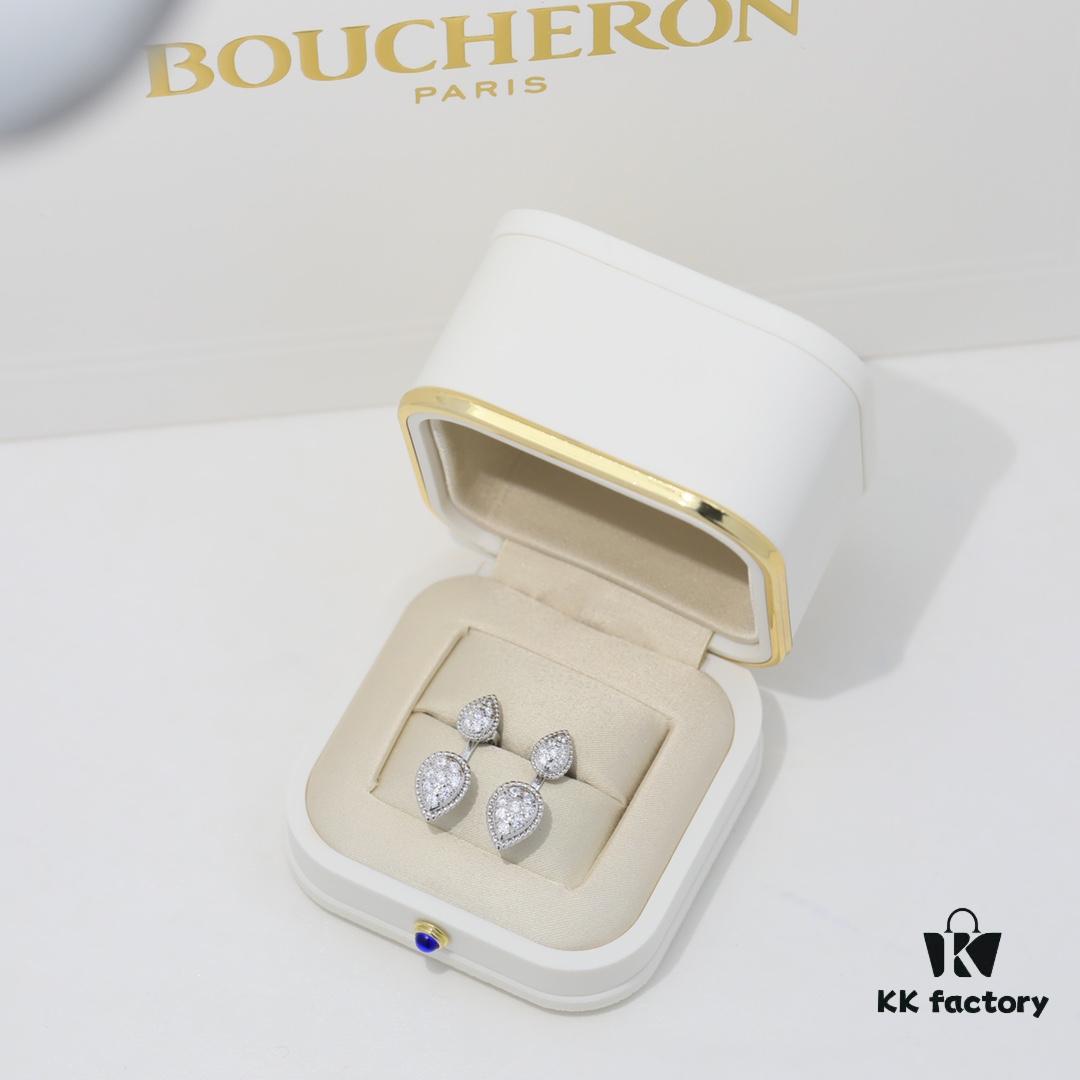 Boucheron Goutte D'eau Earrings ☀️ SERPENT BOHÈME Drop Stud Earrings with Diamonds and Yellow Gold