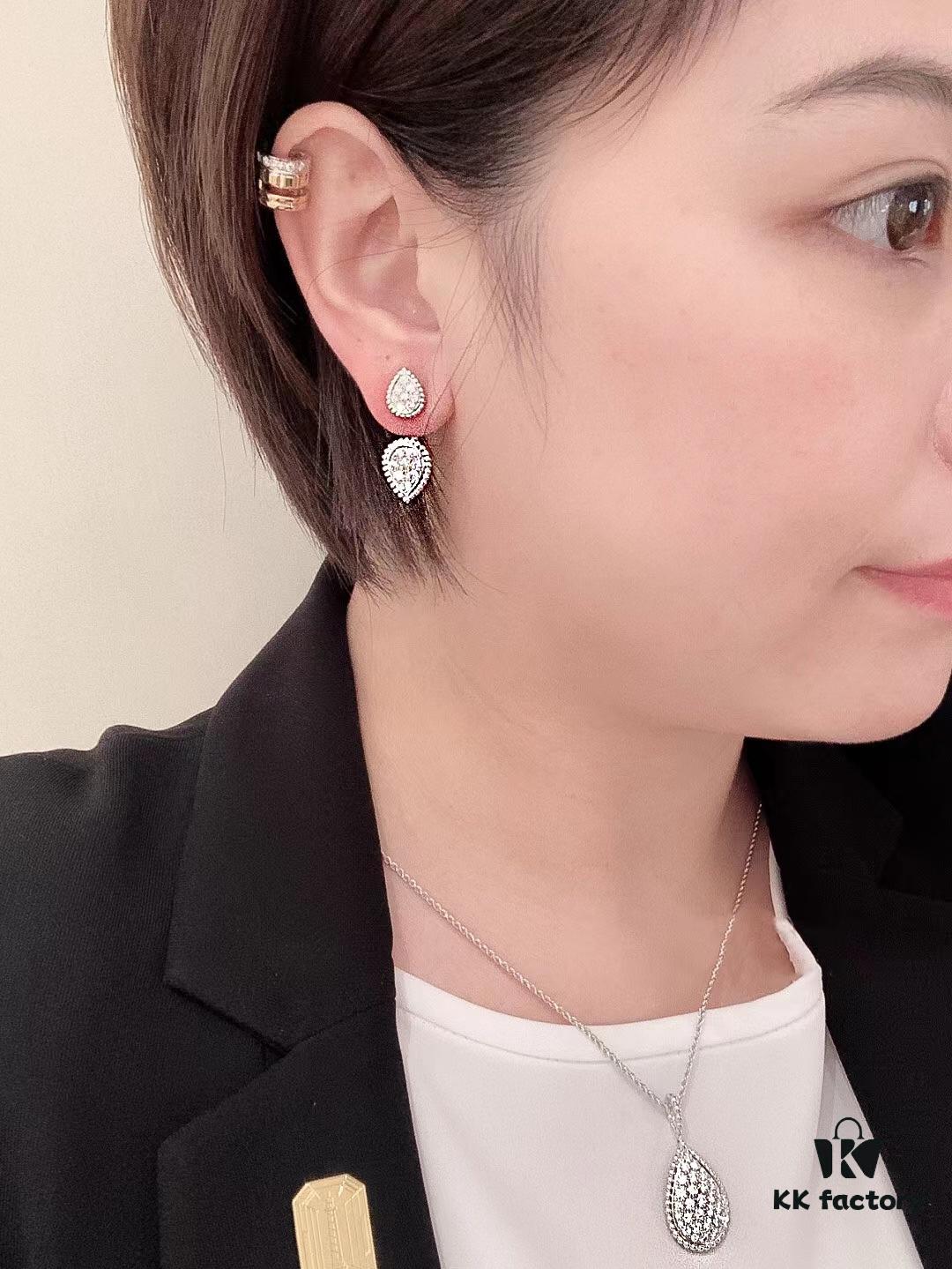 Boucheron Goutte D'eau Earrings ☀️ SERPENT BOHÈME Drop Stud Earrings with Diamonds and Yellow Gold