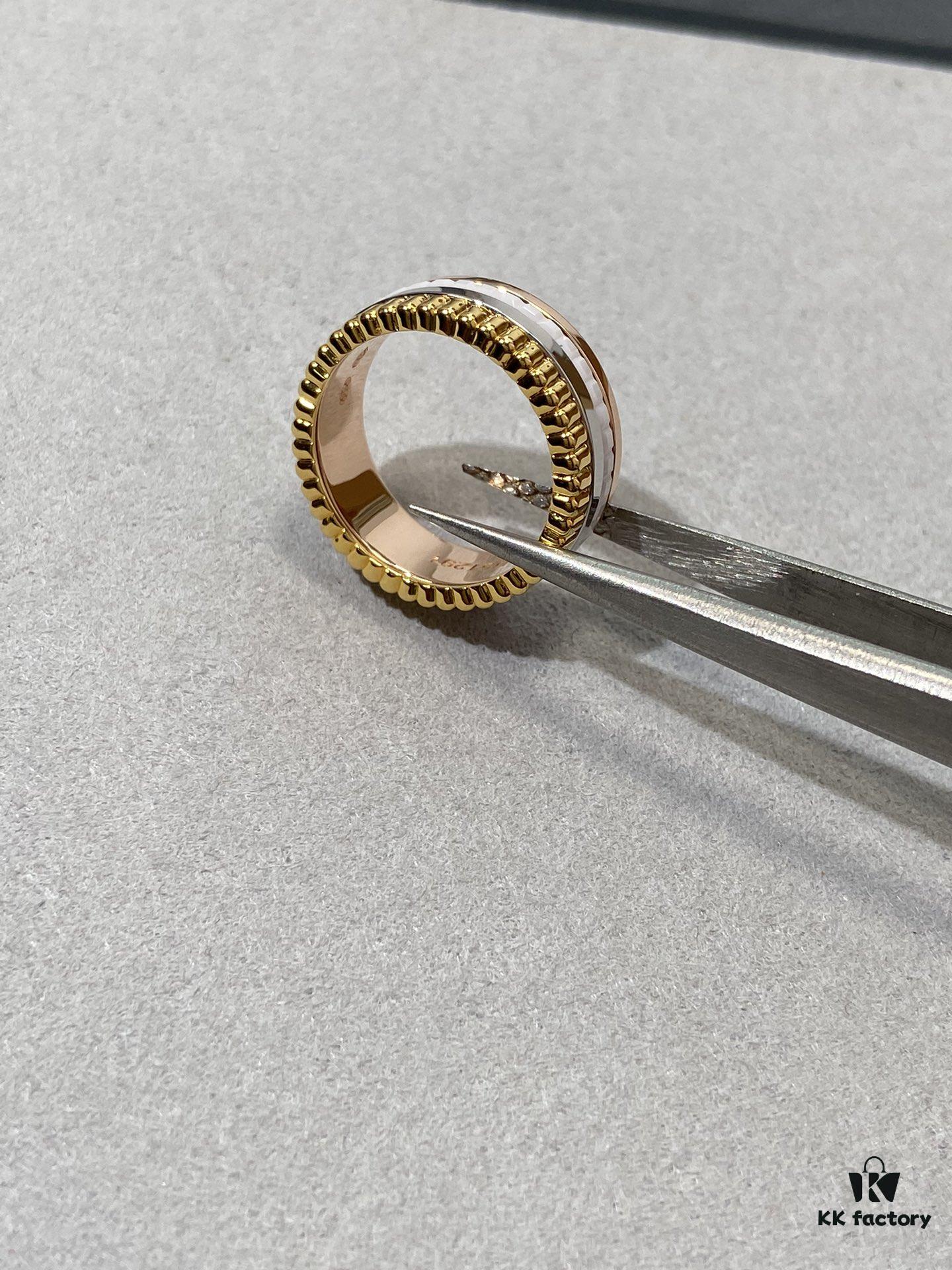 White Ceramic + Rose Gold + White Gold Two-Tone Boucheron Wedding Bands