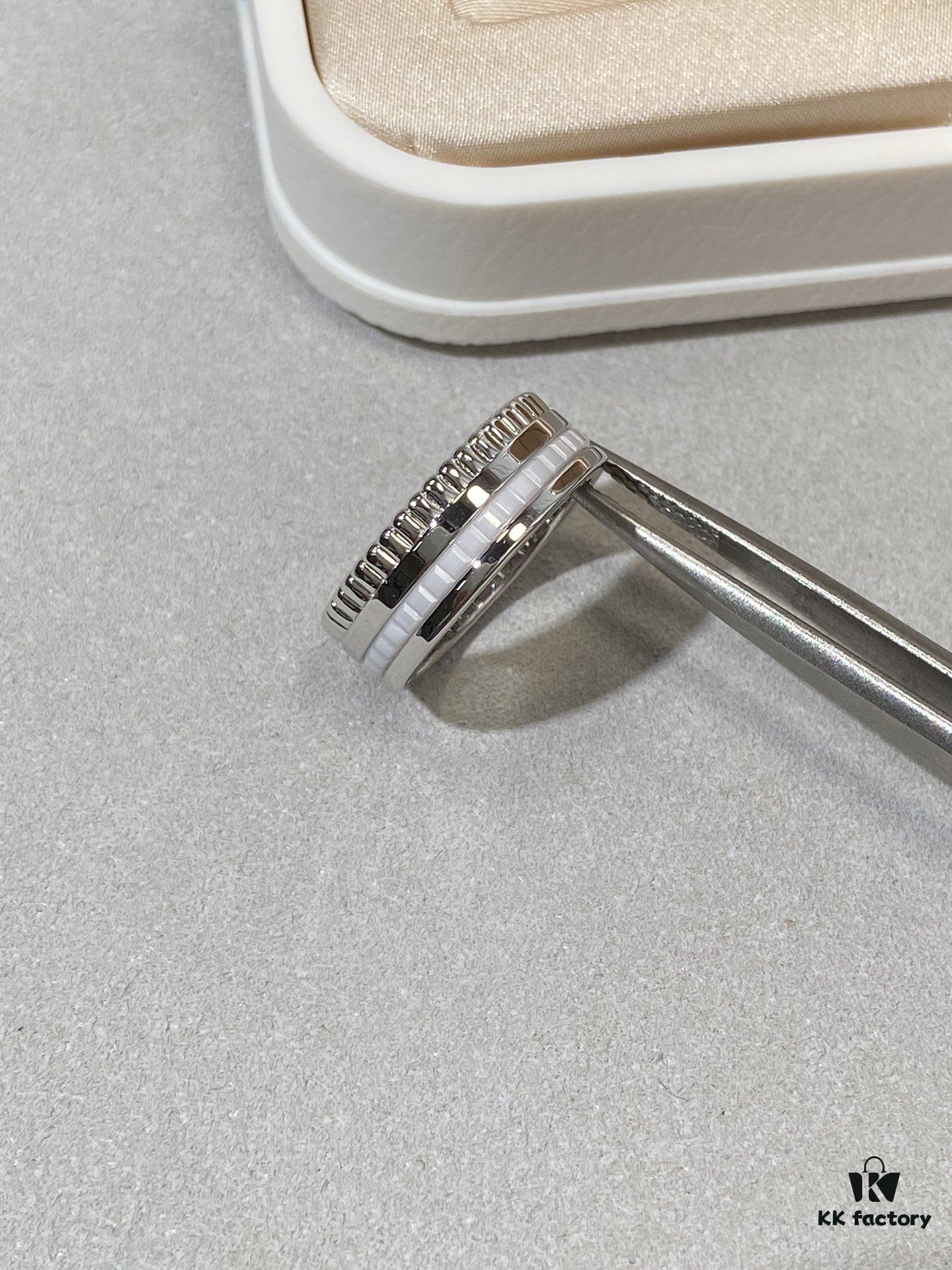 White Ceramic with White Gold Accents – White Ceramic Set with Diamond Inlays