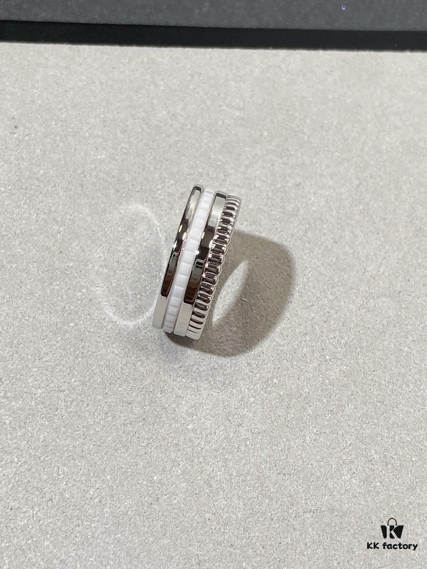 White Ceramic with White Gold Accents – White Ceramic Set with Diamond Inlays