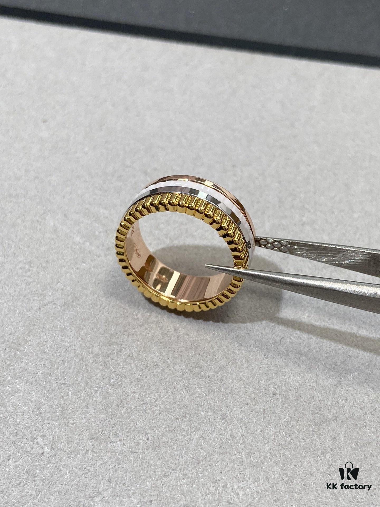 White Ceramic + Rose Gold + White Gold Two-Tone Boucheron Wedding Bands