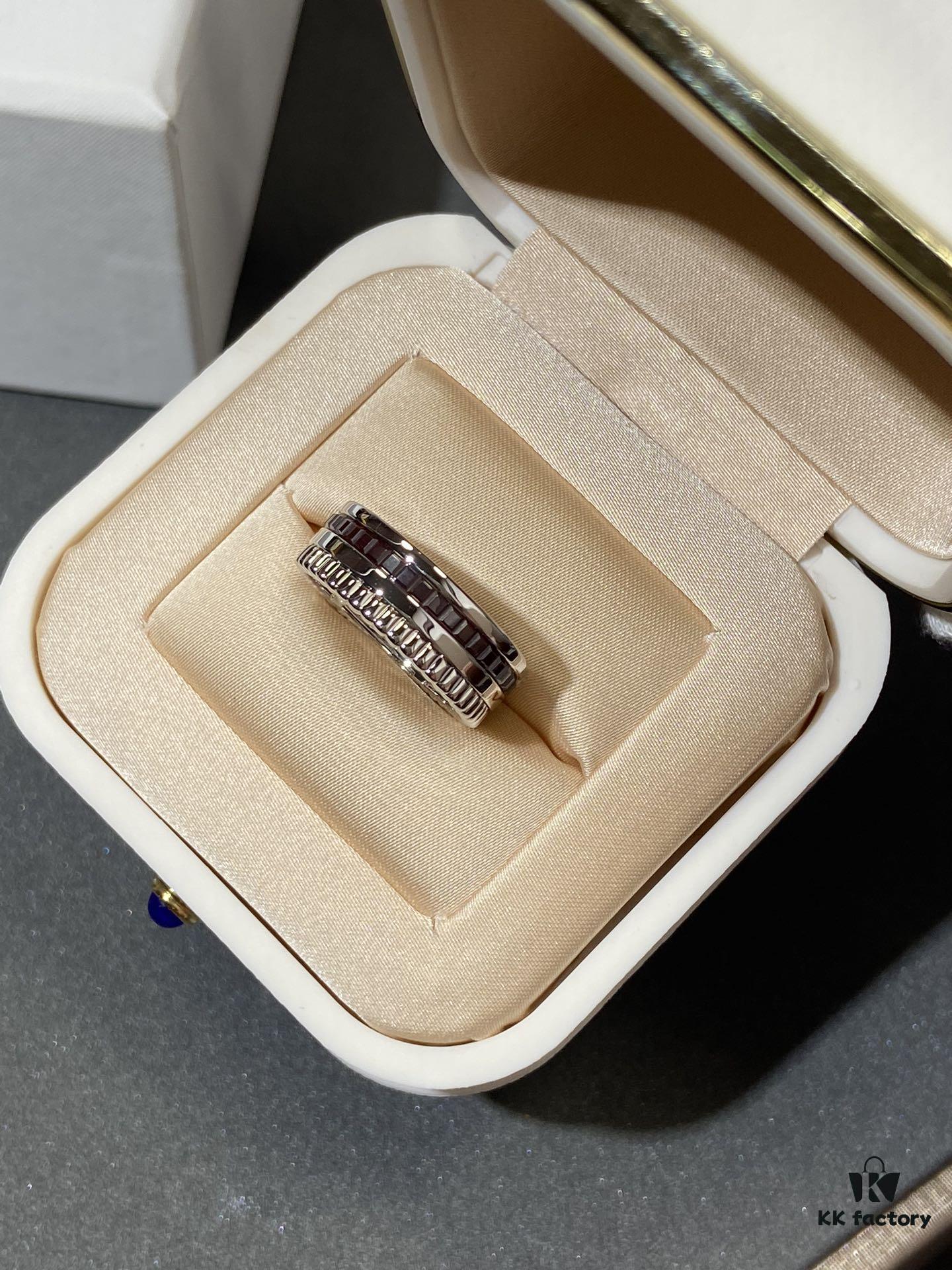 Black Brown + White Gold Two-Tone, Dark Brown Ceramic Diamond-Free Polished Surface