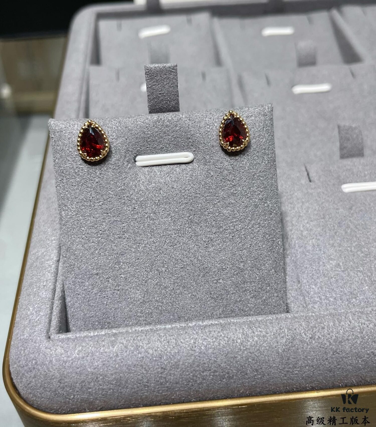 Boucheron Rose Garnet Single Teardrop Earrings, Bohemian Teardrop Inspired by 'Love and Protection'
