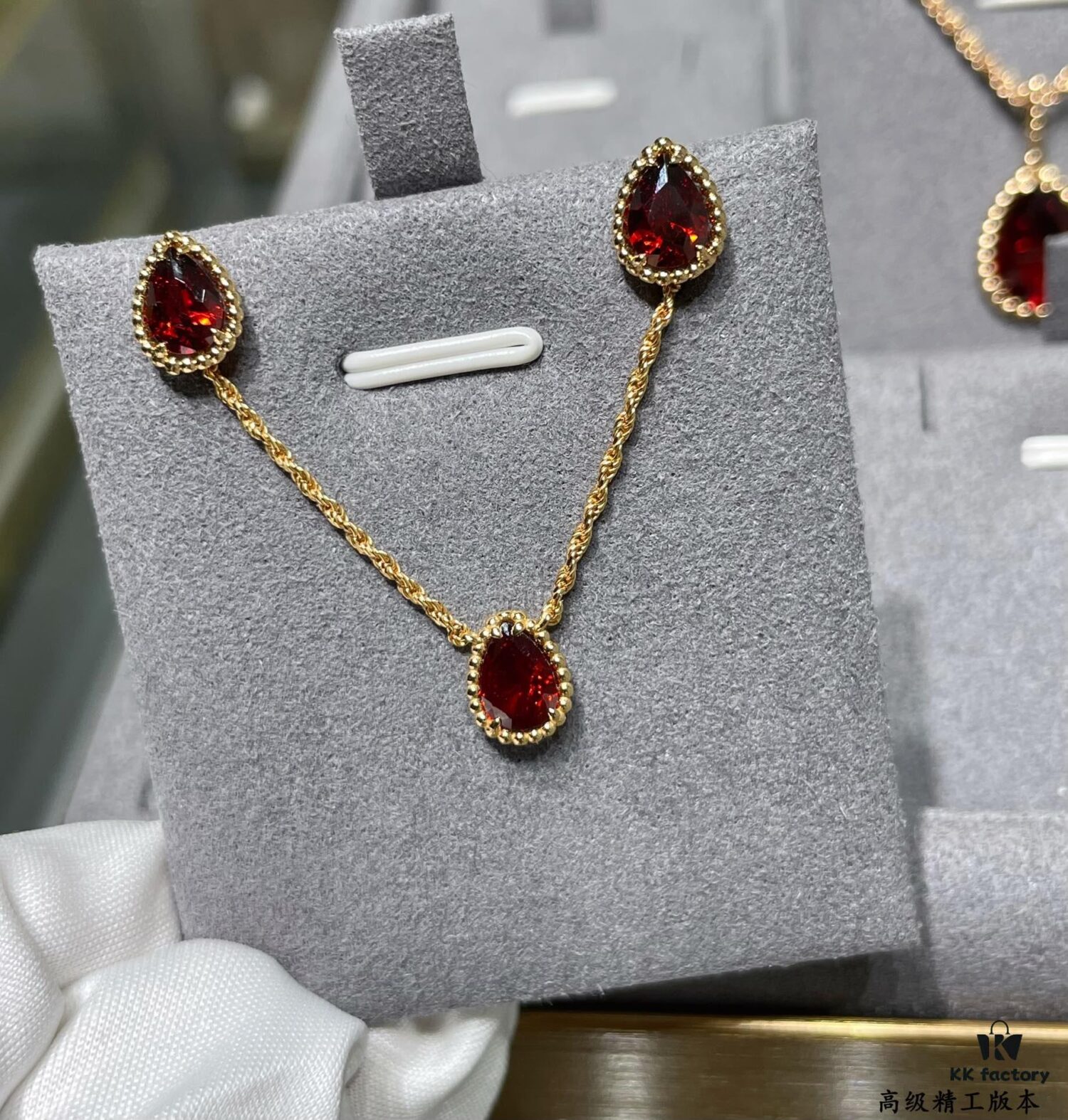 Boucheron Rose Garnet Single Teardrop Earrings, Bohemian Teardrop Inspired by 'Love and Protection'