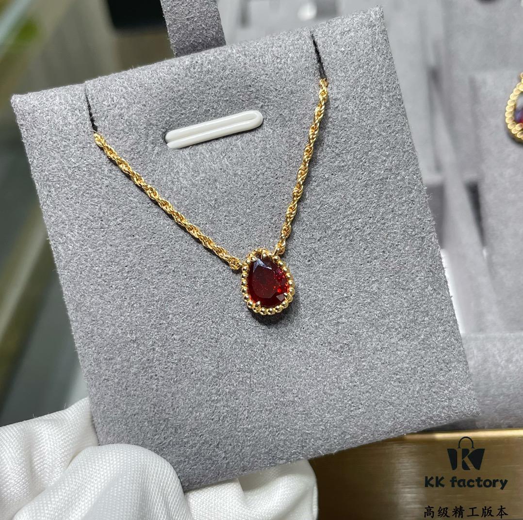 Boucheron Garnet Single Teardrop Necklace, Bohemian Teardrop Inspired by 'Love and Protection'