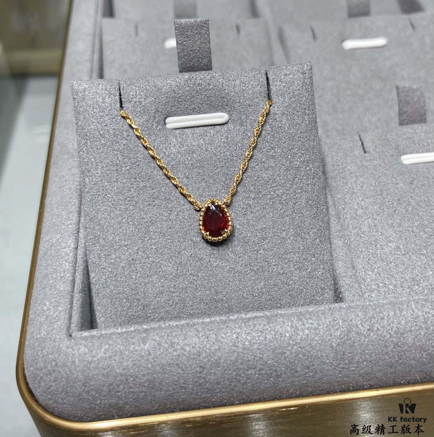 Boucheron Garnet Single Teardrop Necklace, Bohemian Teardrop Inspired by 'Love and Protection'