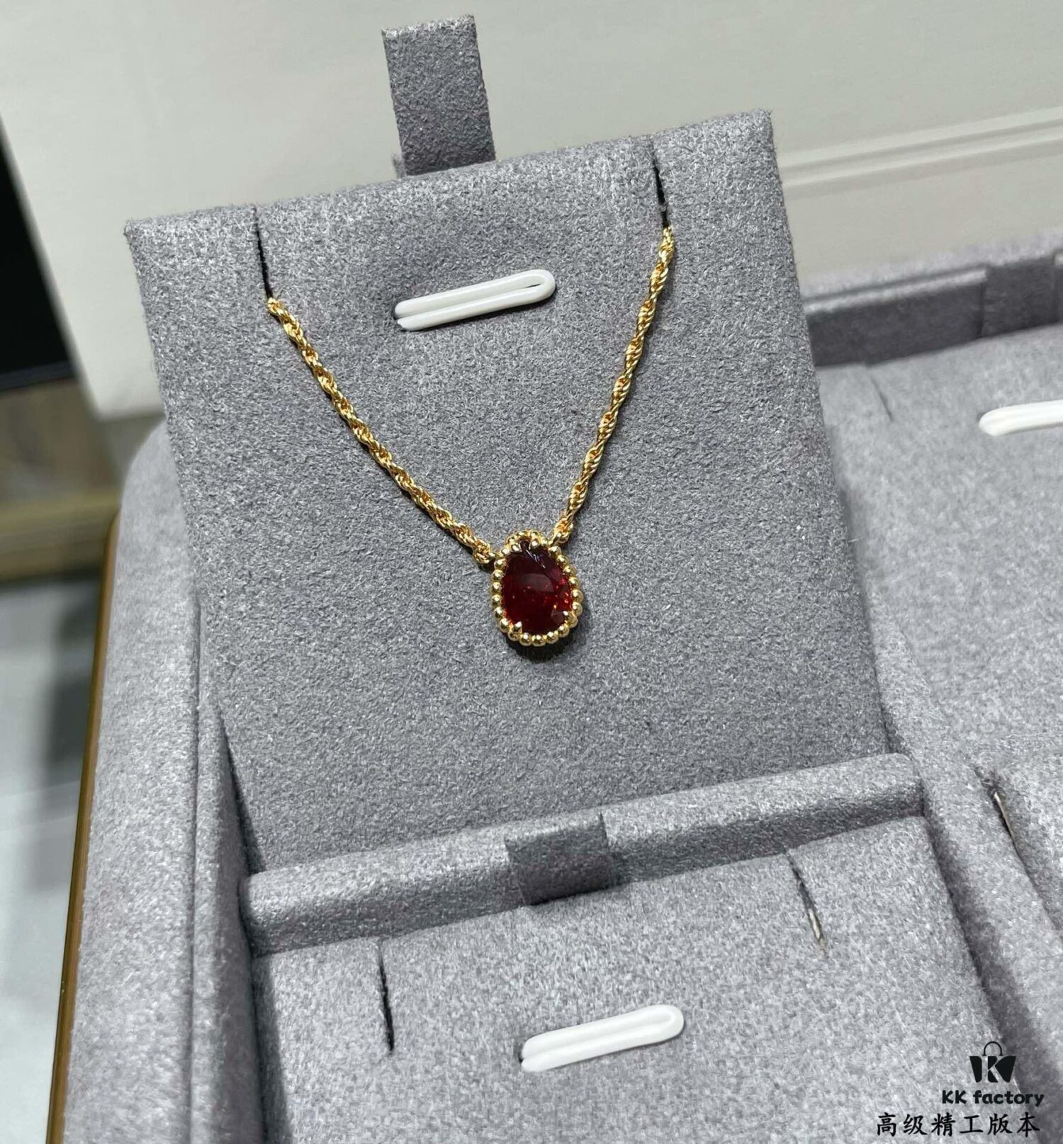 Boucheron Garnet Single Teardrop Necklace, Bohemian Teardrop Inspired by 'Love and Protection'