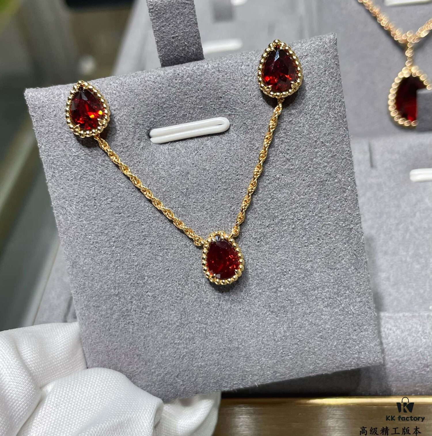 Boucheron Garnet Single Teardrop Necklace, Bohemian Teardrop Inspired by 'Love and Protection'