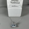 Vivienne Westwood Saturn Necklace in Silver and Blue with Gradient Small Diamonds