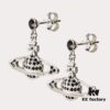 West Grandma Black Crystal Diamond Platform Saturn Stud Earrings